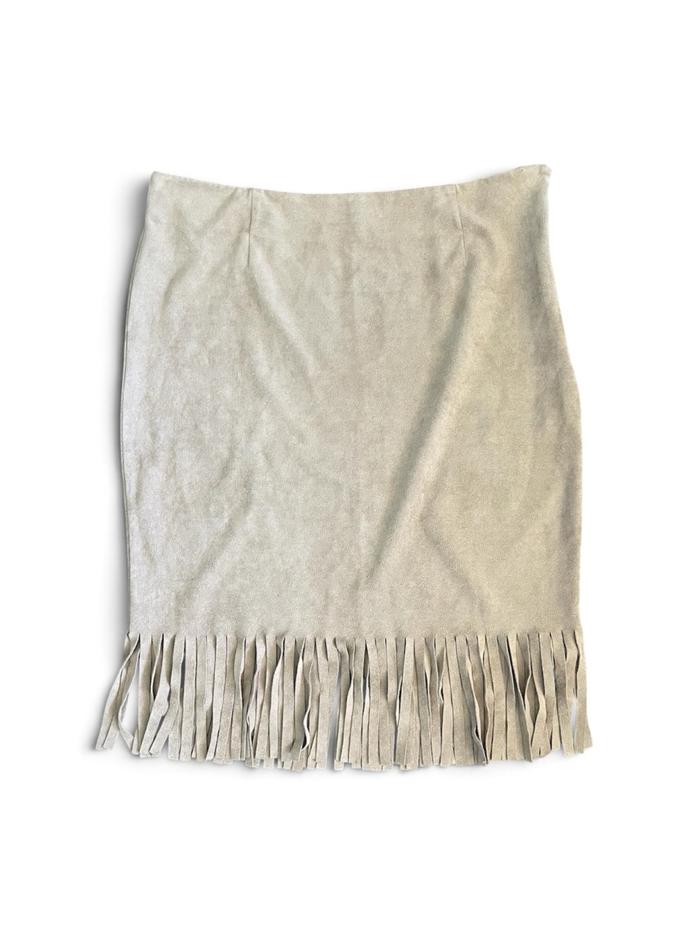 Spense Faux Suede Tan Fringe Midi Skirt Size XL